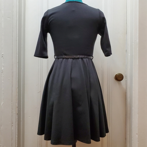 Ruche Burlington Arcade Belted Dress In Black - Picture 3 of 5